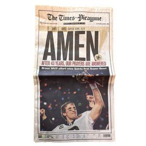 Amen Super Bowl Who Dat Paper 2010 Times Picayune New Orleans Original Newspaper